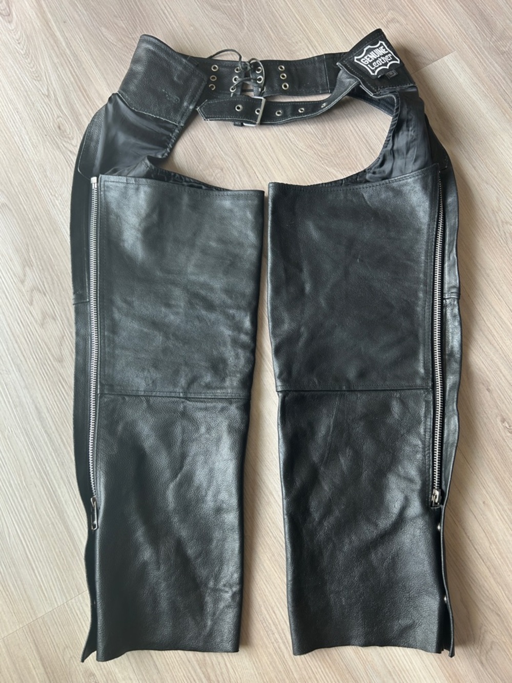 GENUINE LEATHER Motorcycle Chaps Women’s Riding Pants Black M Bikers Club Moto